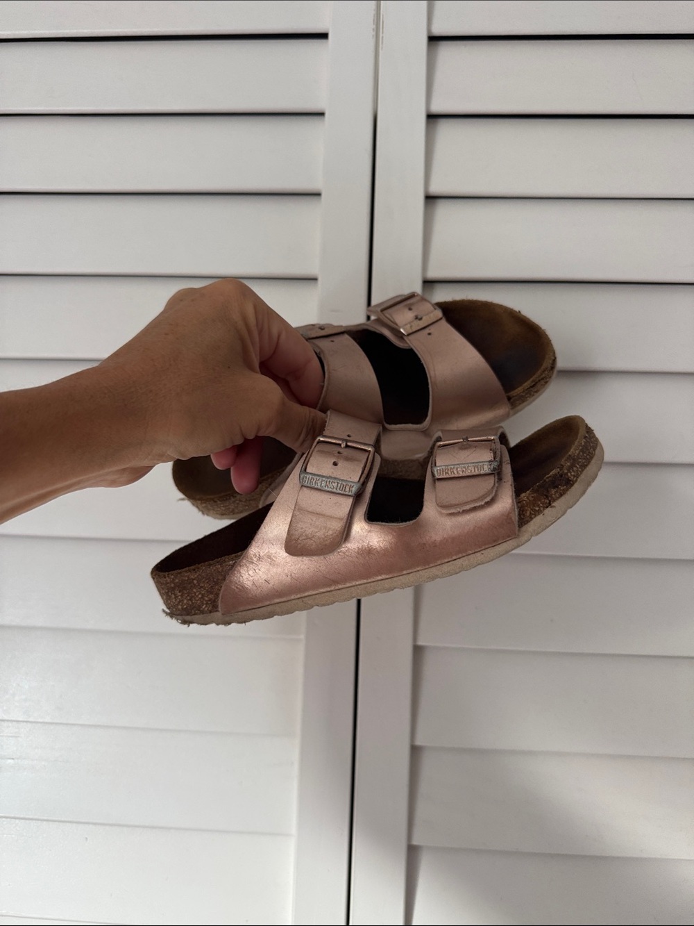 Metallic Rose Birkenstock Sandals